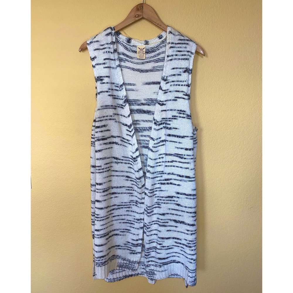 Faded Glory Knit Open Front Sleeveless Long Cardigan | Women’s Size L